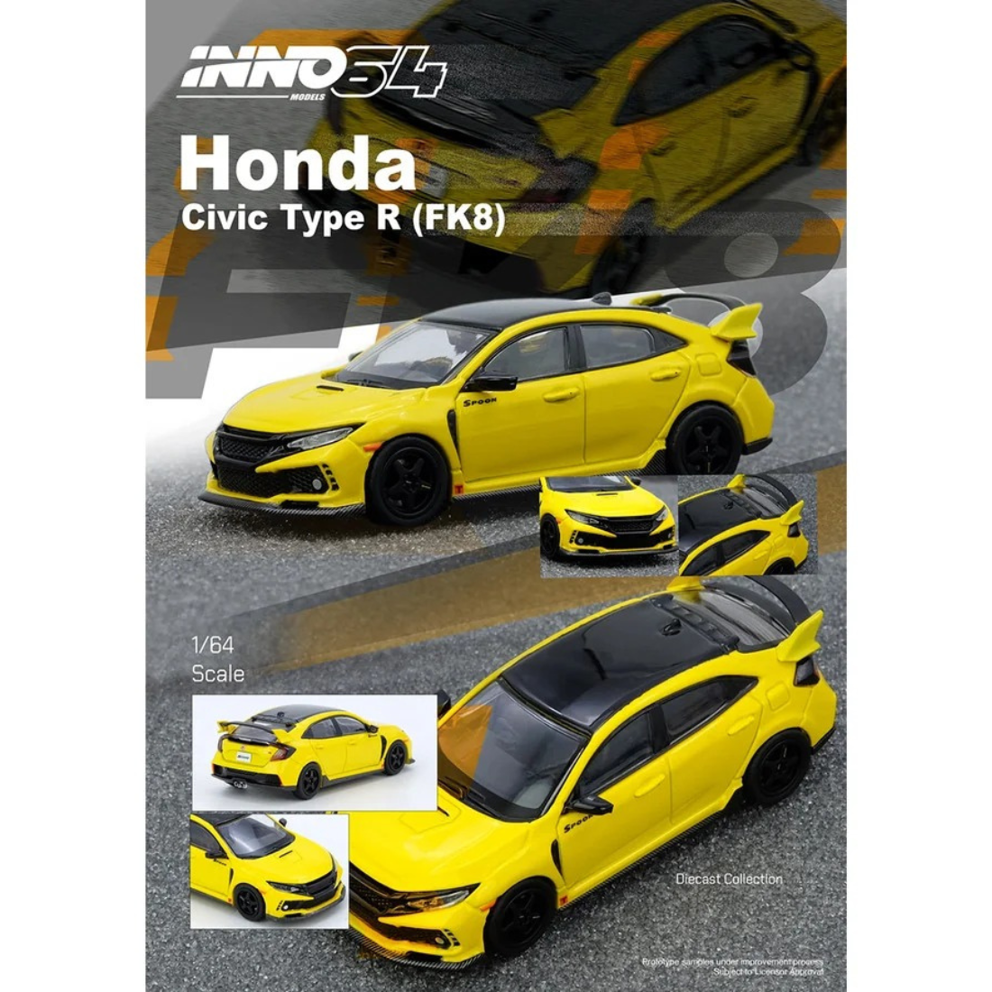 *PRE-ORDER* Honda CIVIC TYPE-R (FK8), 1:64 Scale (Yellow)