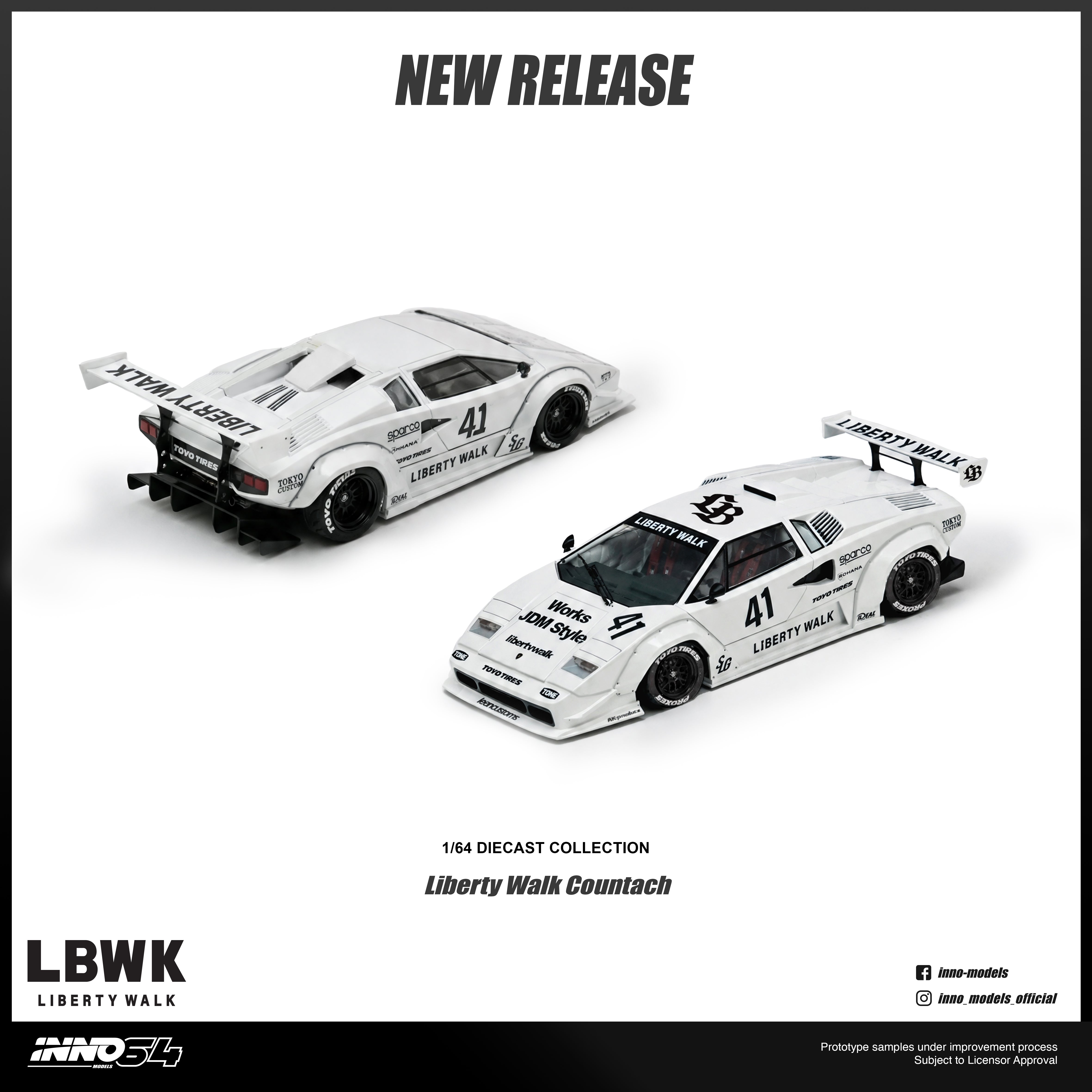 Premium scale diecast model car – *PRE-ORDER* Liberty Walk Countach with Chance of Chase Car, 1:64 Scale Collectible