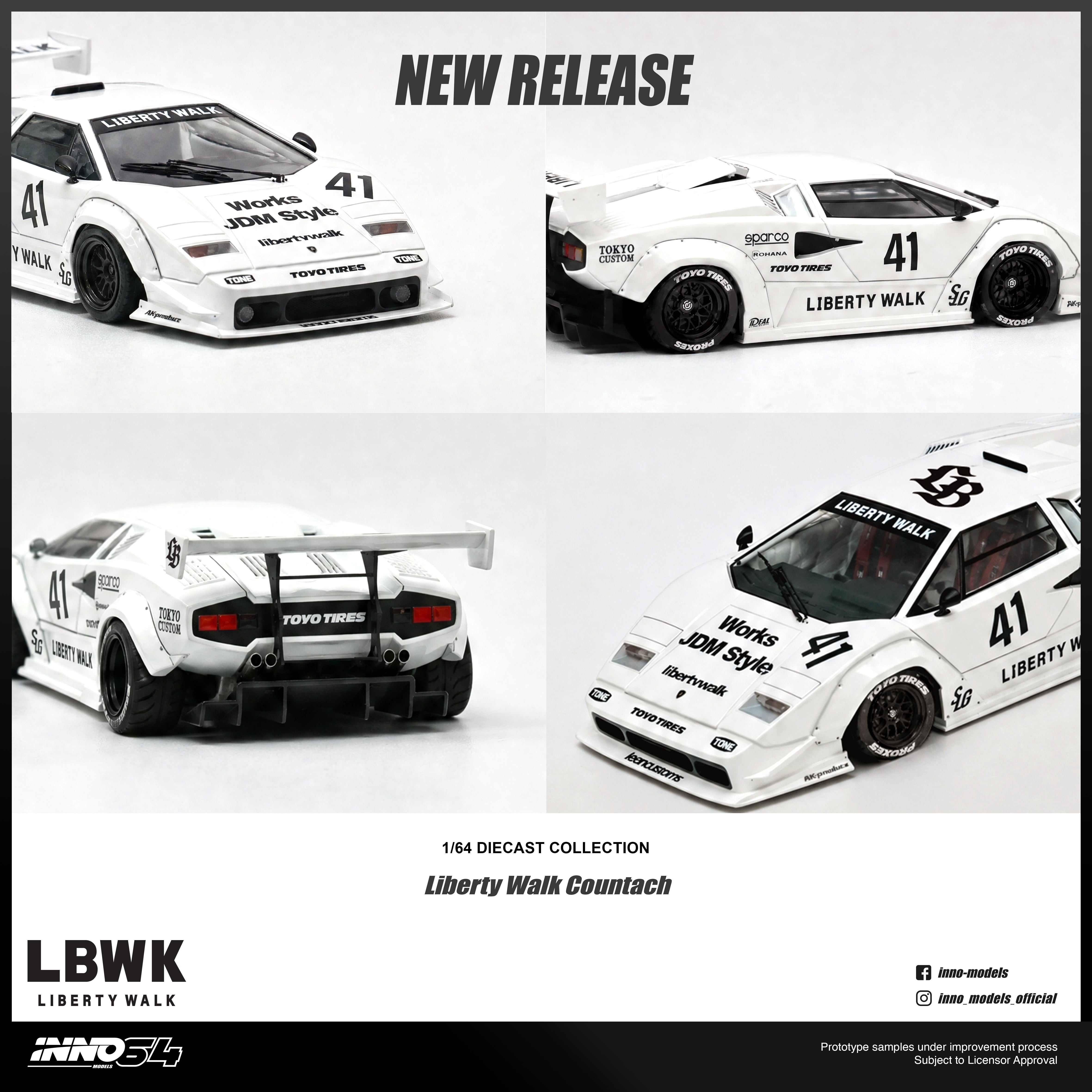 Premium scale diecast model car – *PRE-ORDER* Liberty Walk Countach with Chance of Chase Car, 1:64 Scale Collectible