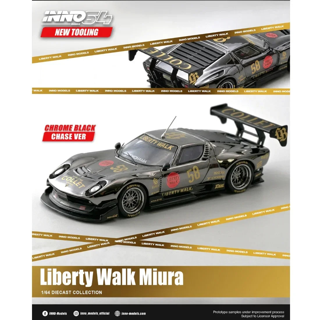 Premium scale diecast model car – *PRE-ORDER* LB-Silhouette Works Miura GT with Chance of Chase Car, 1:64 Scale Collectible