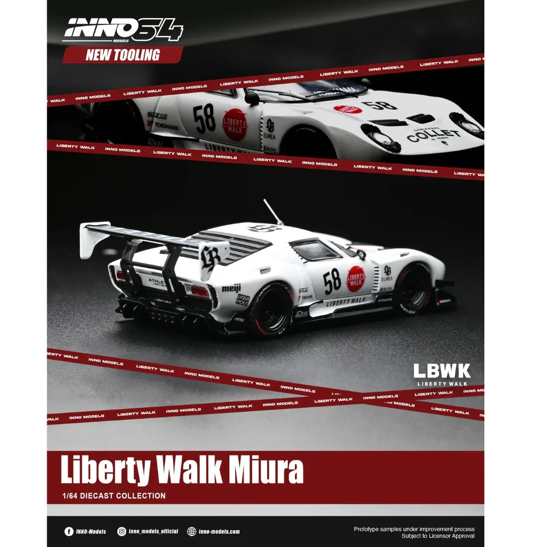 Premium scale diecast model car – *PRE-ORDER* LB-Silhouette Works Miura GT with Chance of Chase Car, 1:64 Scale Collectible