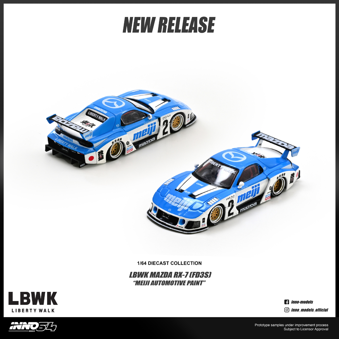 *PRE-ORDER* Mazda RX7 (FD3S) LB-SUPER SILHOUETTE ""MEIJI"" Chase Car 1/6", 1:64 Scale