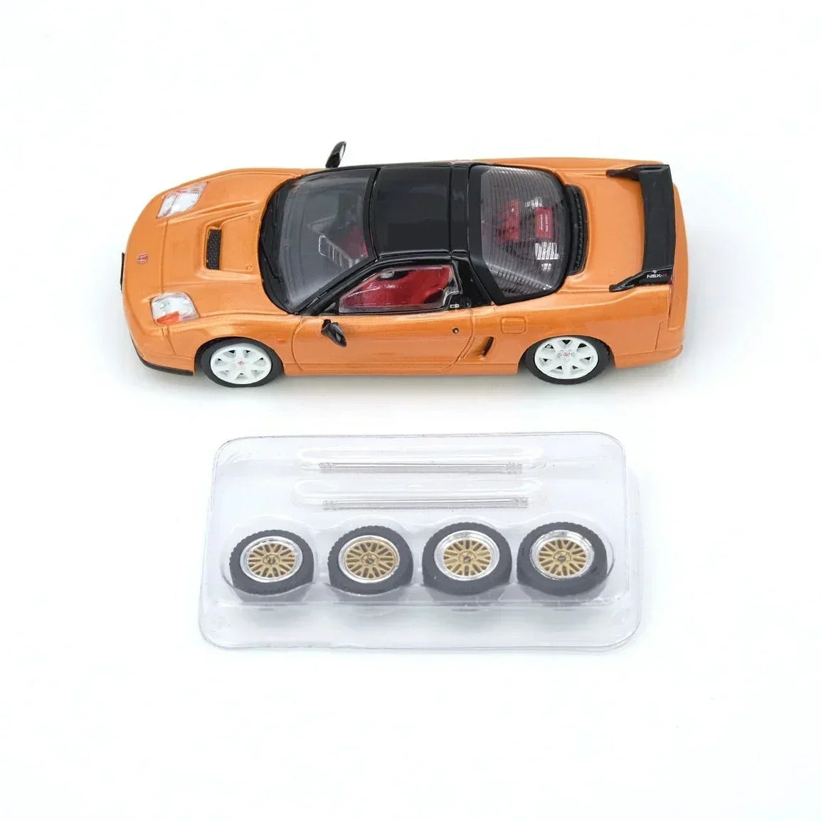 Premium scale diecast model car – *PRE-ORDER* Honda NSX-R (NA2) Imola W/ Extra Wheels, 1:64 Scale (Orange Pearl) Collectible