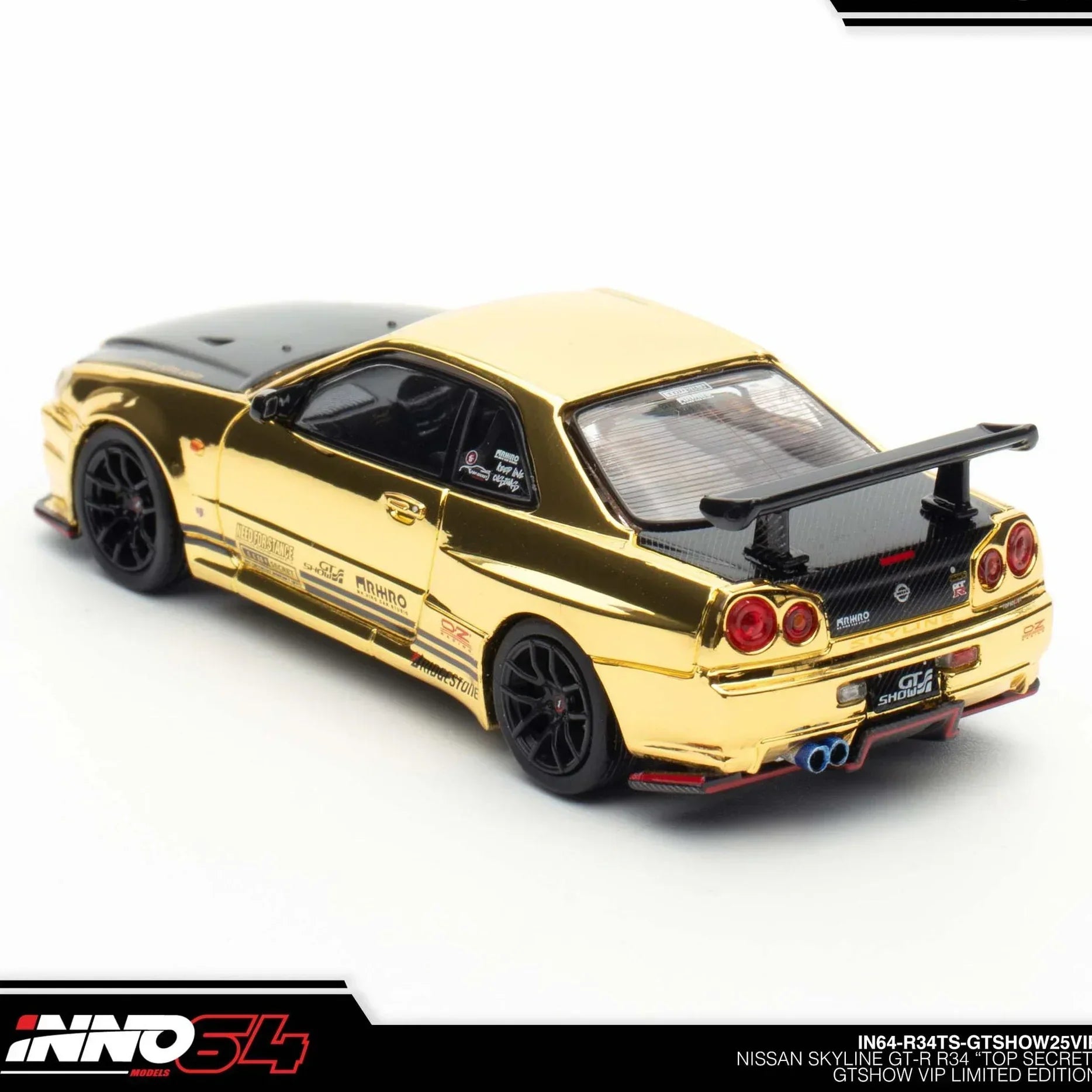 Premium scale diecast model car – Nissan Skyline GT-R R34 Top Secret GTSHOW 2025 Event Edition,1:64 Scale (Gold) Collectible
