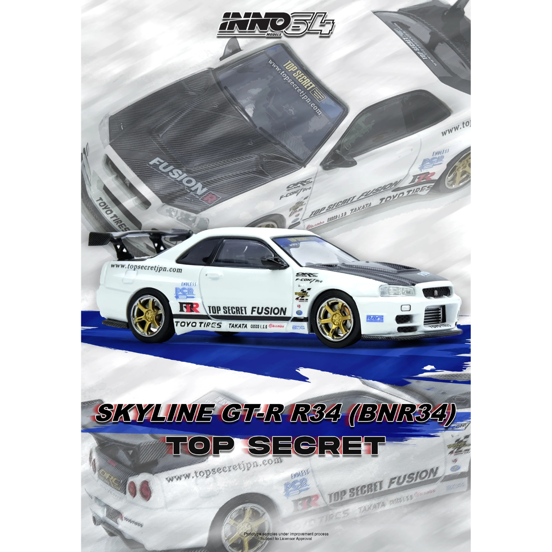 *PRE-ORDER* Top Secret R34 GT-R, 1:64 Scale (White)