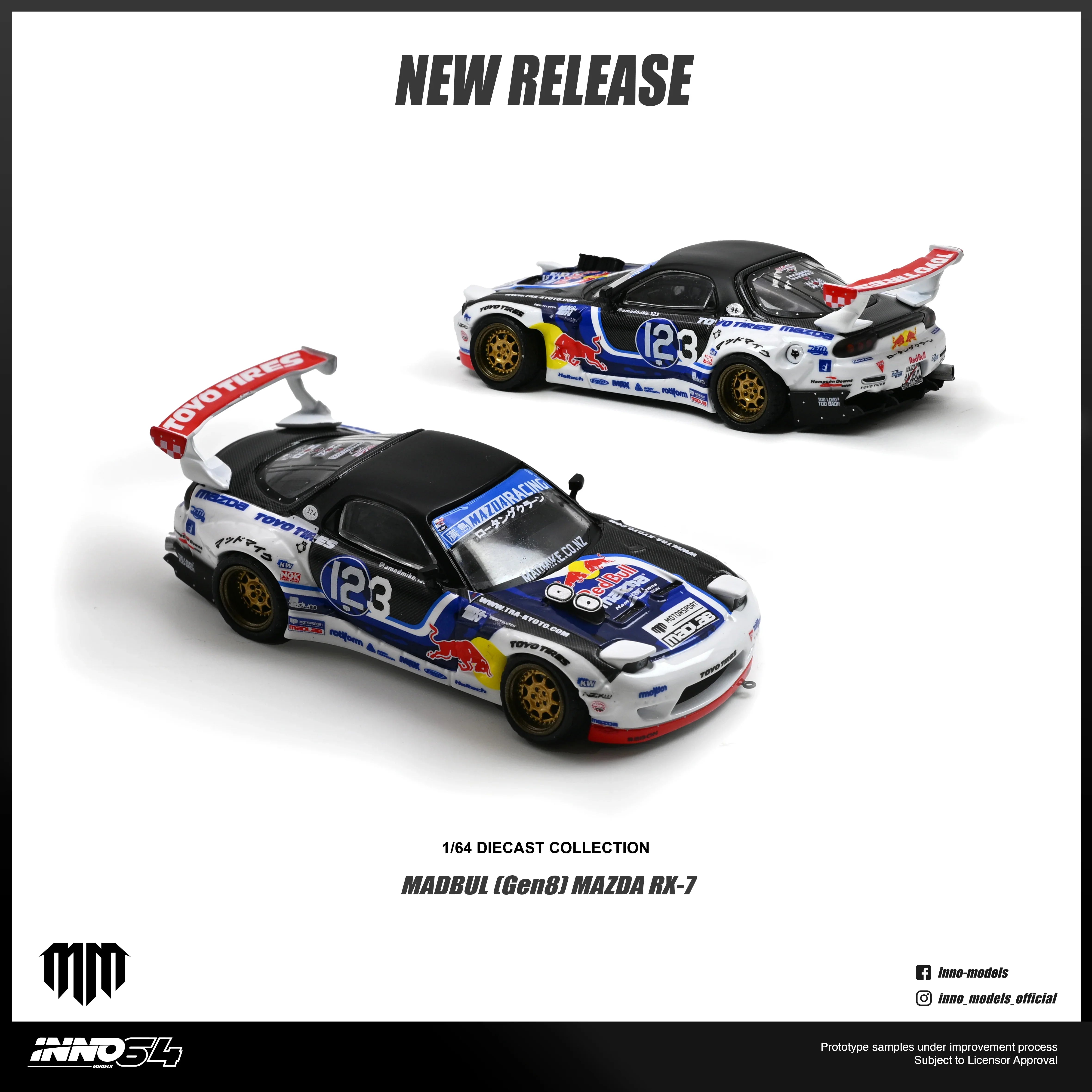 Premium scale diecast model car – *PRE-ORDER* Mazda RX-7 MAD Mike "Madbul Gen8", 1:64 Scale Collectible