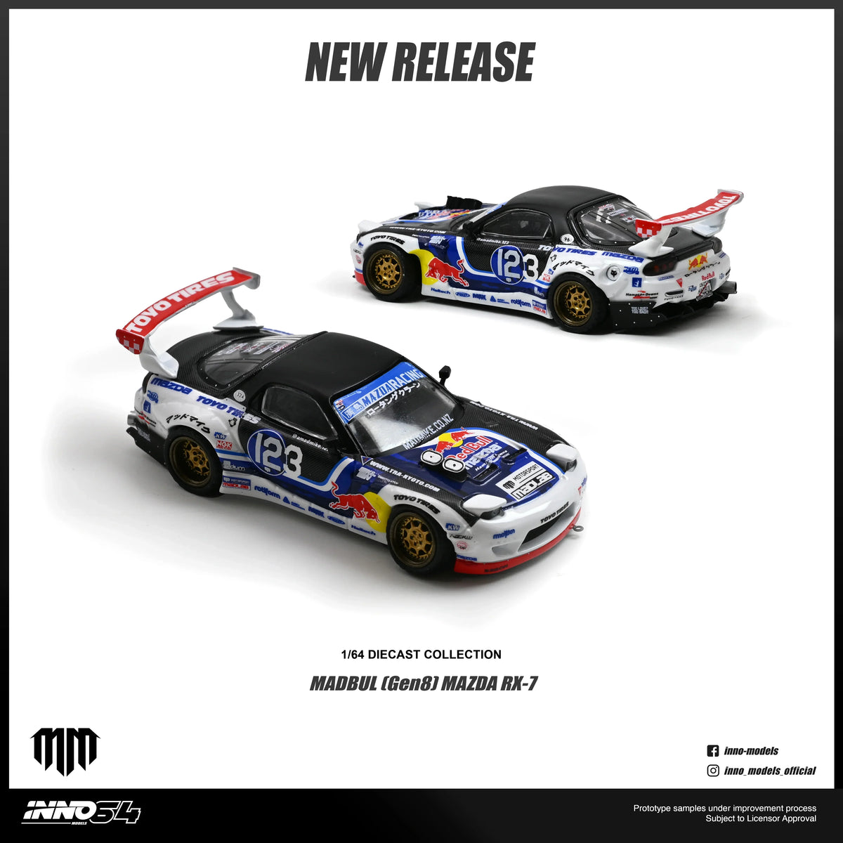 Premium scale diecast model car – *PRE-ORDER* Mazda RX-7 MAD Mike "Madbul Gen8", 1:64 Scale Collectible