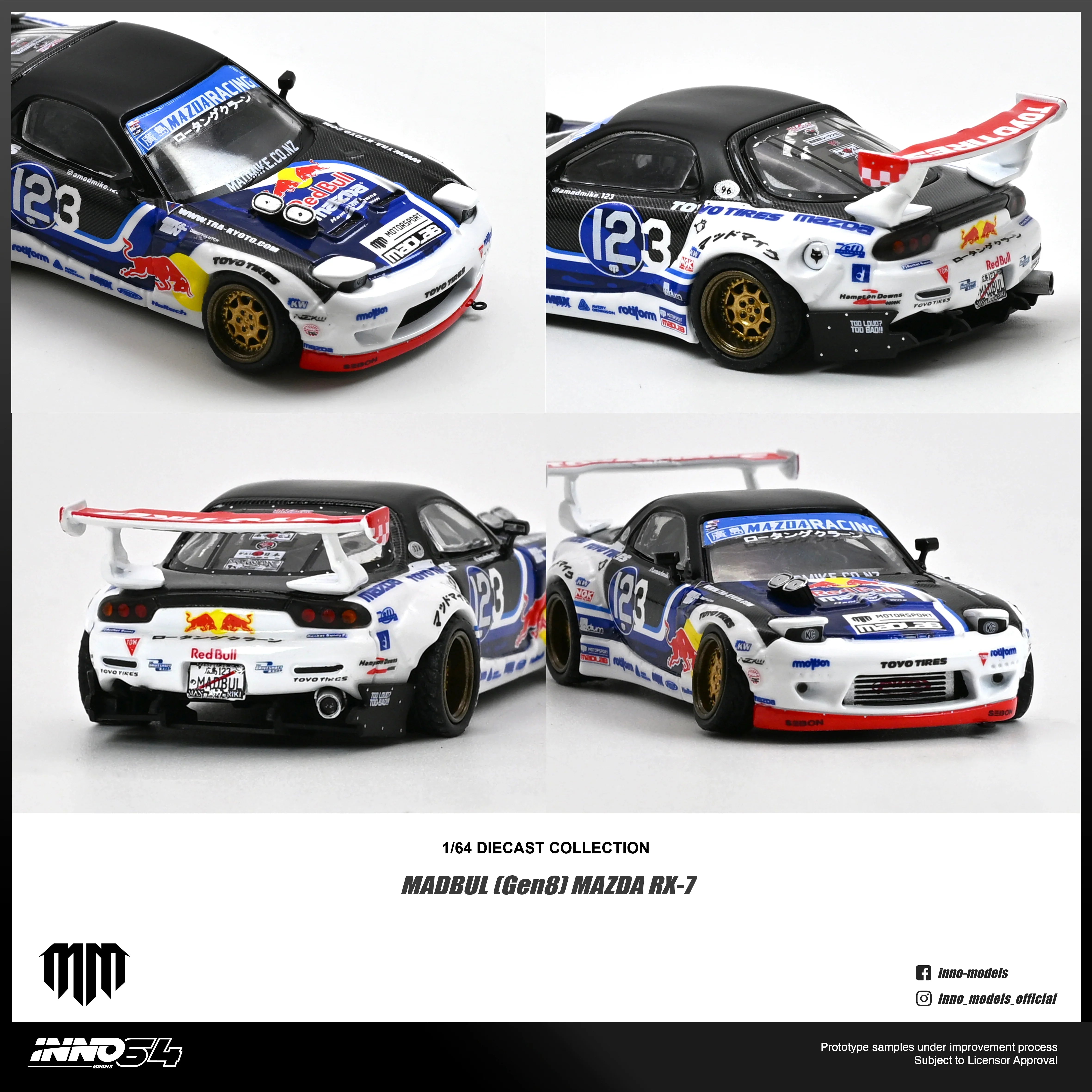 Premium scale diecast model car – *PRE-ORDER* Mazda RX-7 MAD Mike "Madbul Gen8", 1:64 Scale Collectible