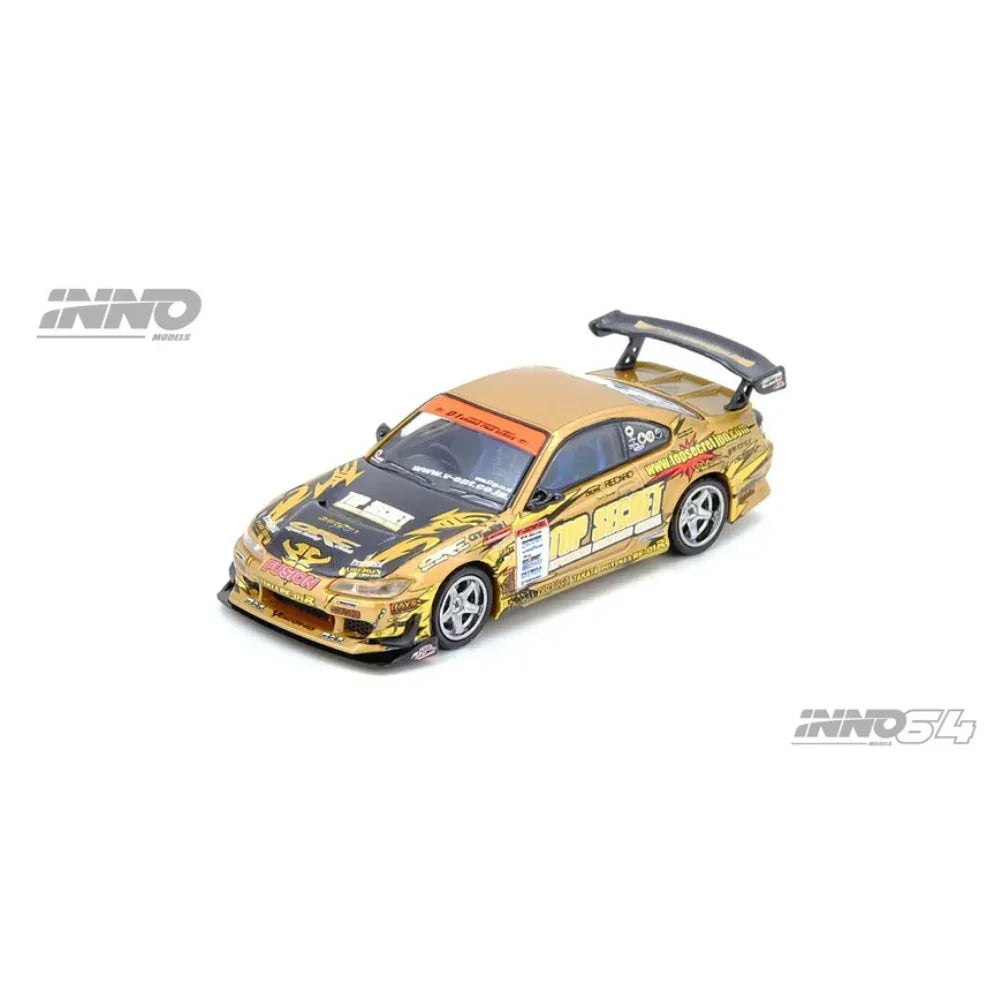 Premium scale diecast model car – Top Secret Silvia (S15) Gold D1 Grand Prix Series Champion 2004, 1:64 Scale Collectible