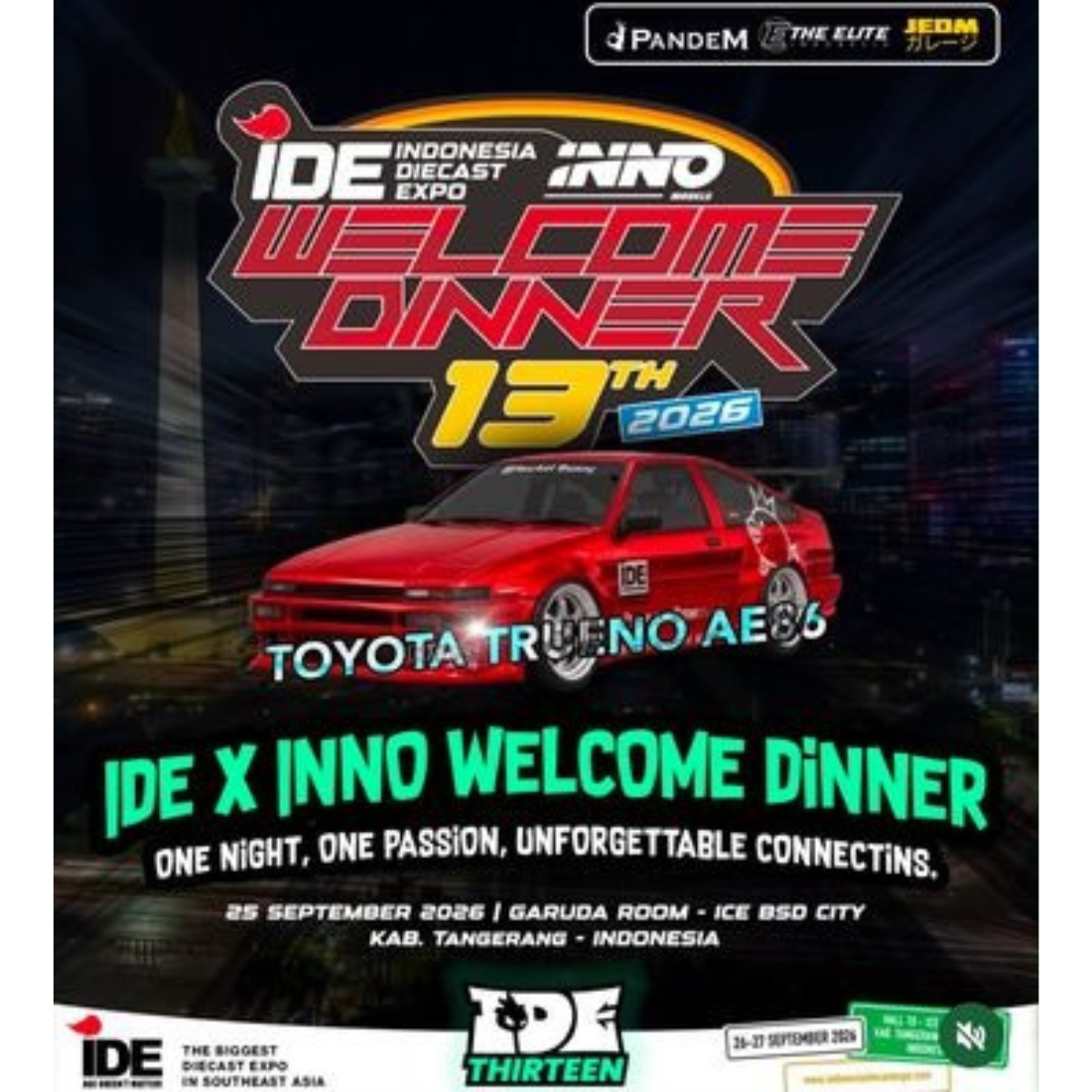 INNO64 AE86 Pandem Red Edition Dinner Event Car | 2026 Indonesia Diecast Expo (Limited to 200pcs), 1:64 Scale
