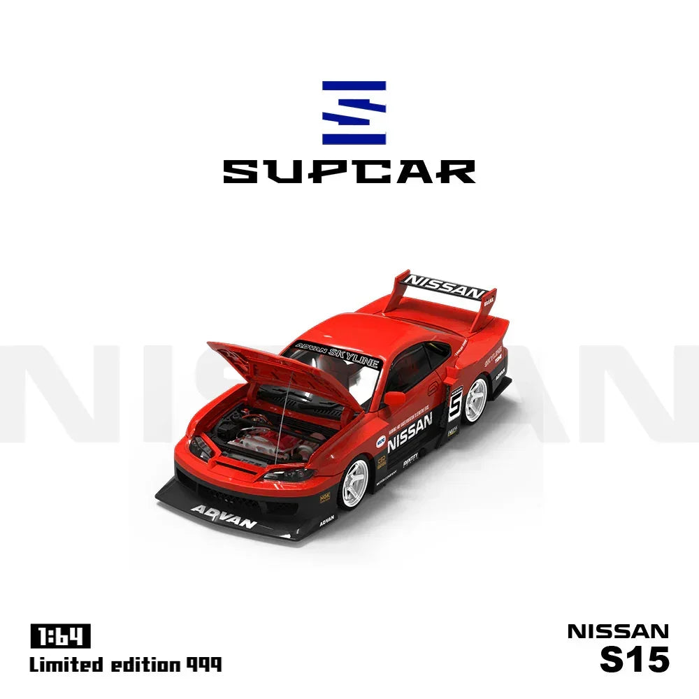 Premium scale diecast model car – *PRE-ORDER* Supcar-S15 Red and Black Container Set, 1:64 Scale Collectible