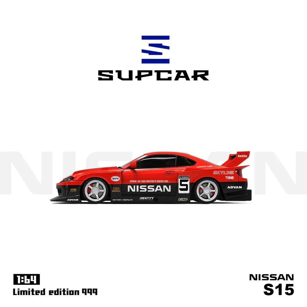 Premium scale diecast model car – *PRE-ORDER* Supcar-S15 Red and Black Container Set, 1:64 Scale Collectible