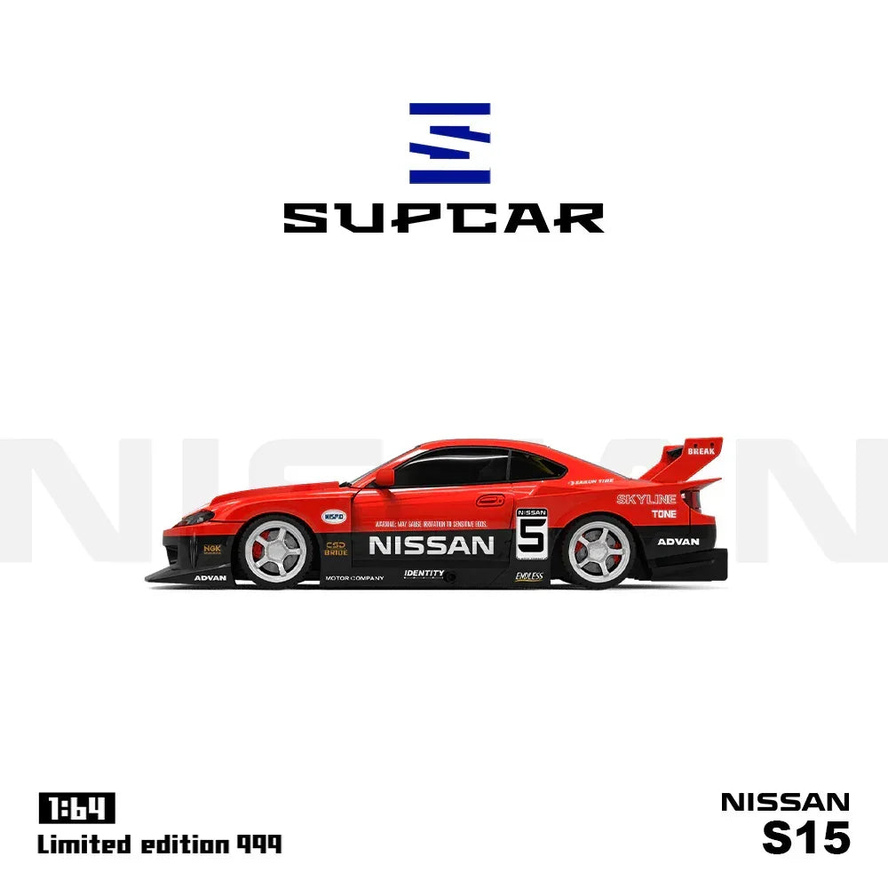 Premium scale diecast model car – *PRE-ORDER* Supcar-S15 Red and Black Container Set, 1:64 Scale Collectible