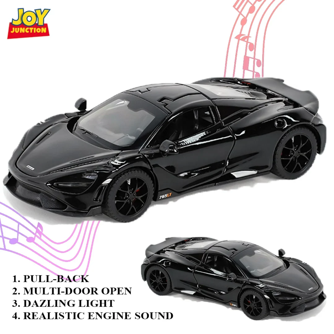 McLaren 765LT Model Car, 1:32 Scale (Black)