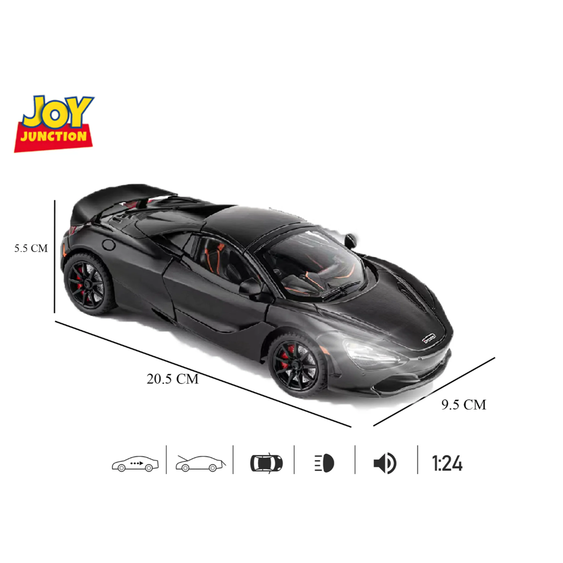 McLaren 720s Convertible Version Model Car, 1:24 Scale (Black)