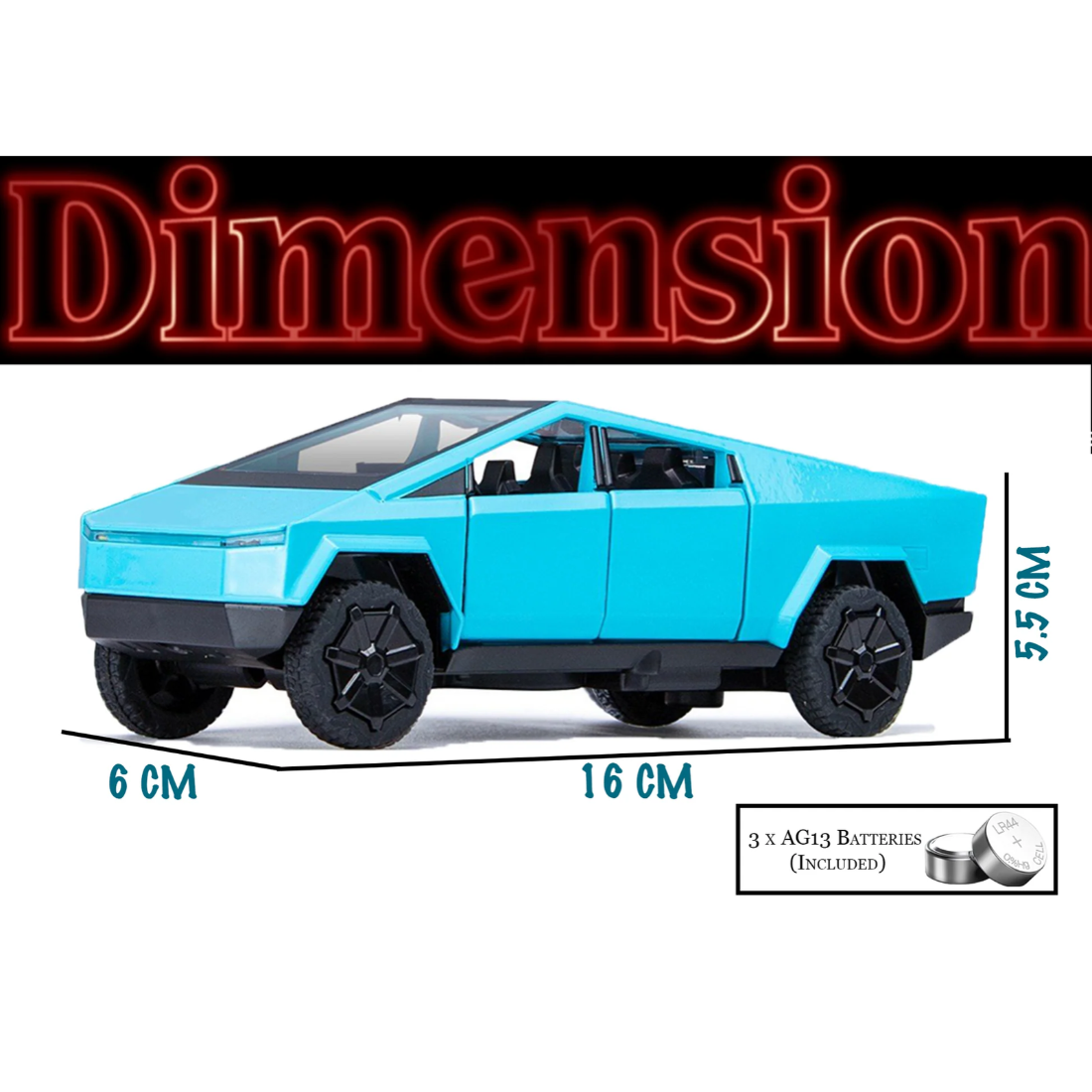 Tesla Cyber Truck Limited Edition Model Car, 1:32 Scale (Blue)