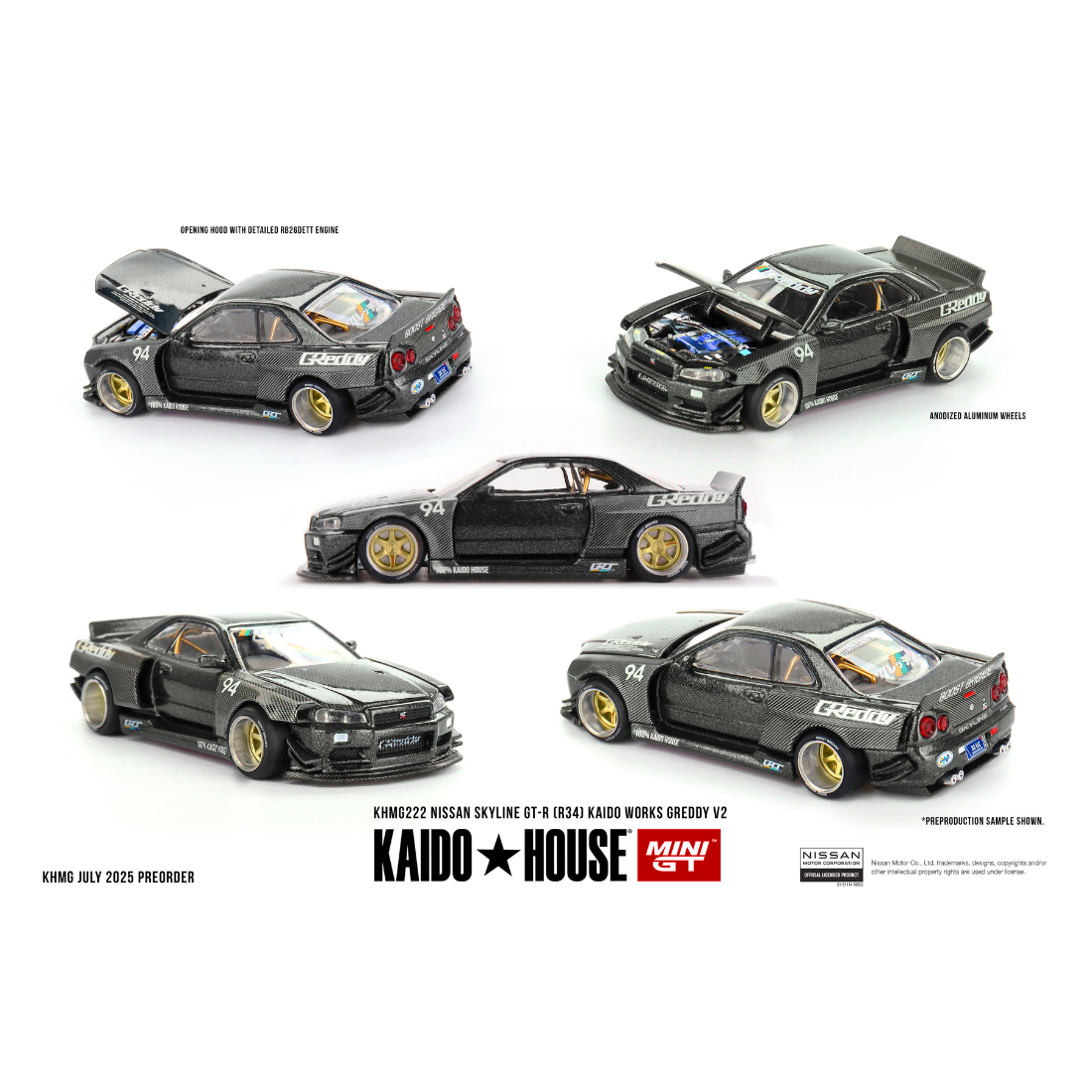 Nissan Skyline GT-R (R34) Kaido Works GReddy V2, 1:64 Scale