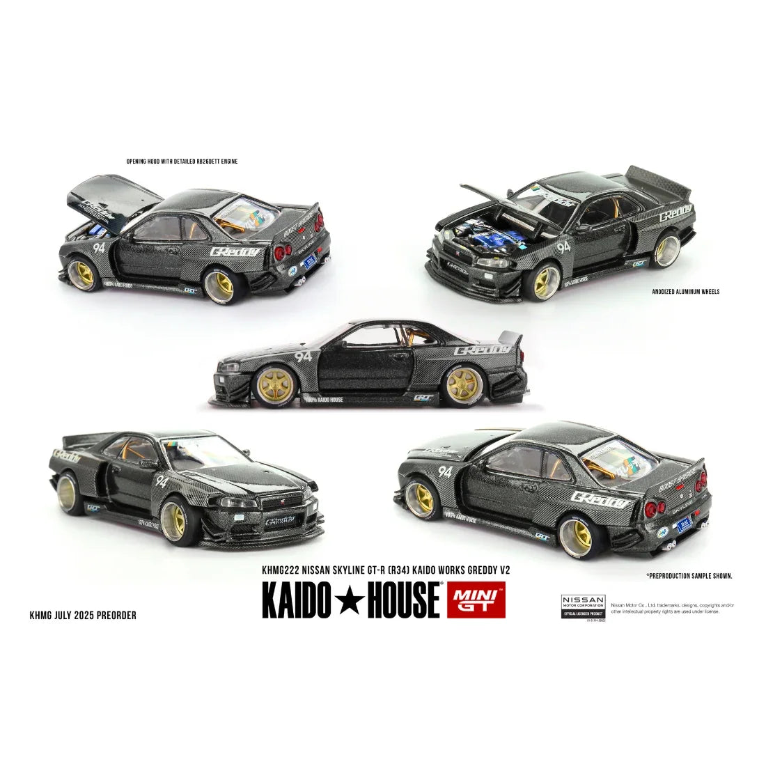 Nissan Skyline GT-R (R34) Kaido Works GReddy V2, 1:64 Scale