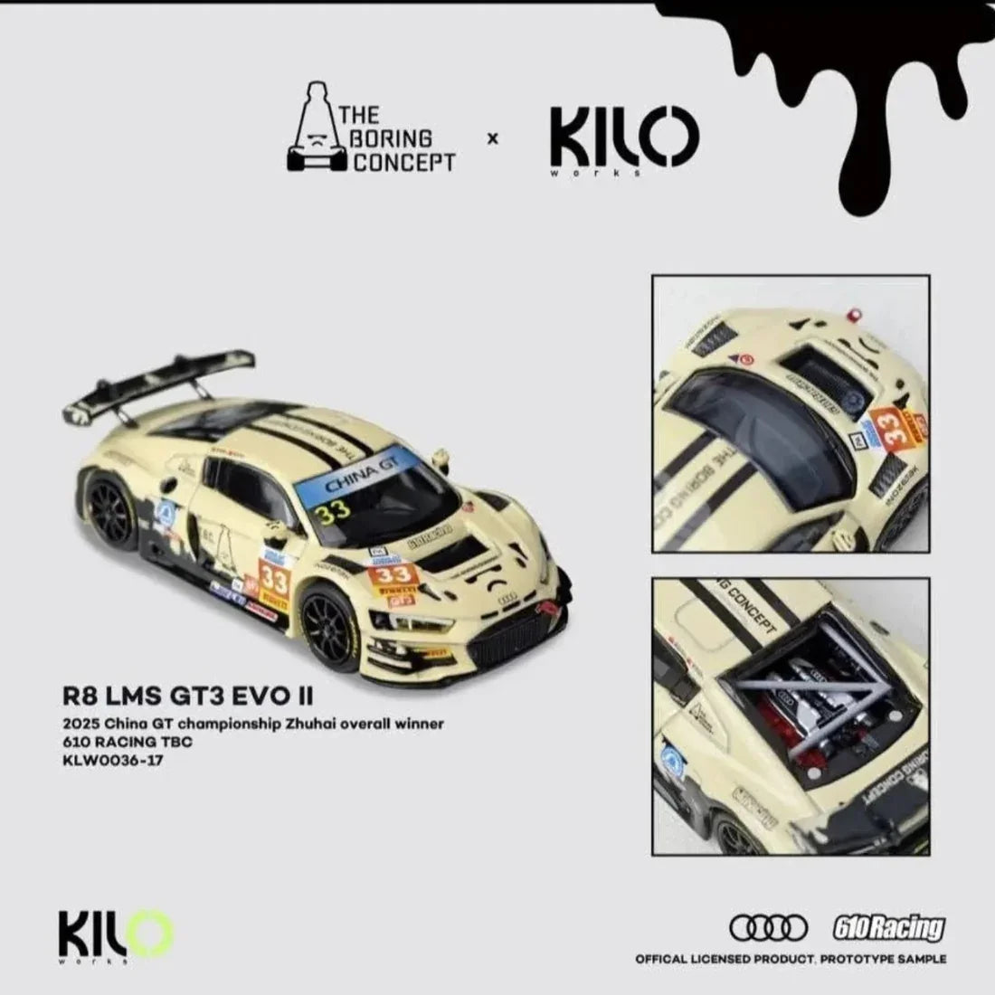 AUDI R8 LMS GT3 EVO II #33 CHINE GT 2025, 1:64 Scale
