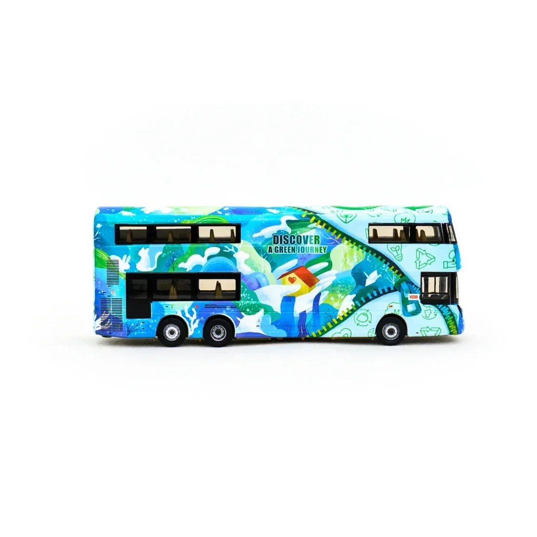 Premium scale diecast model car – KMB Volvo B8L Wright 12m "Sustainability‧Get Set‧Go" (290A), 1:110 Scale Collectible