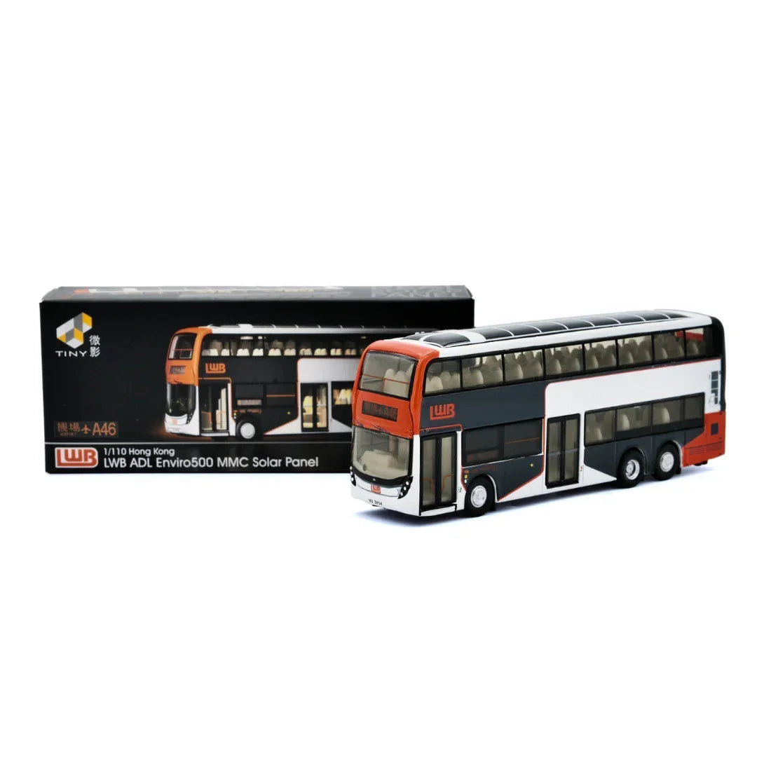 Premium scale diecast model car – Long Win Bus ADL Enviro500 MMC Solar Panel (A46) Real Solar Bus (Charging via Solar Power & Light), 1:110 Scale Collectible
