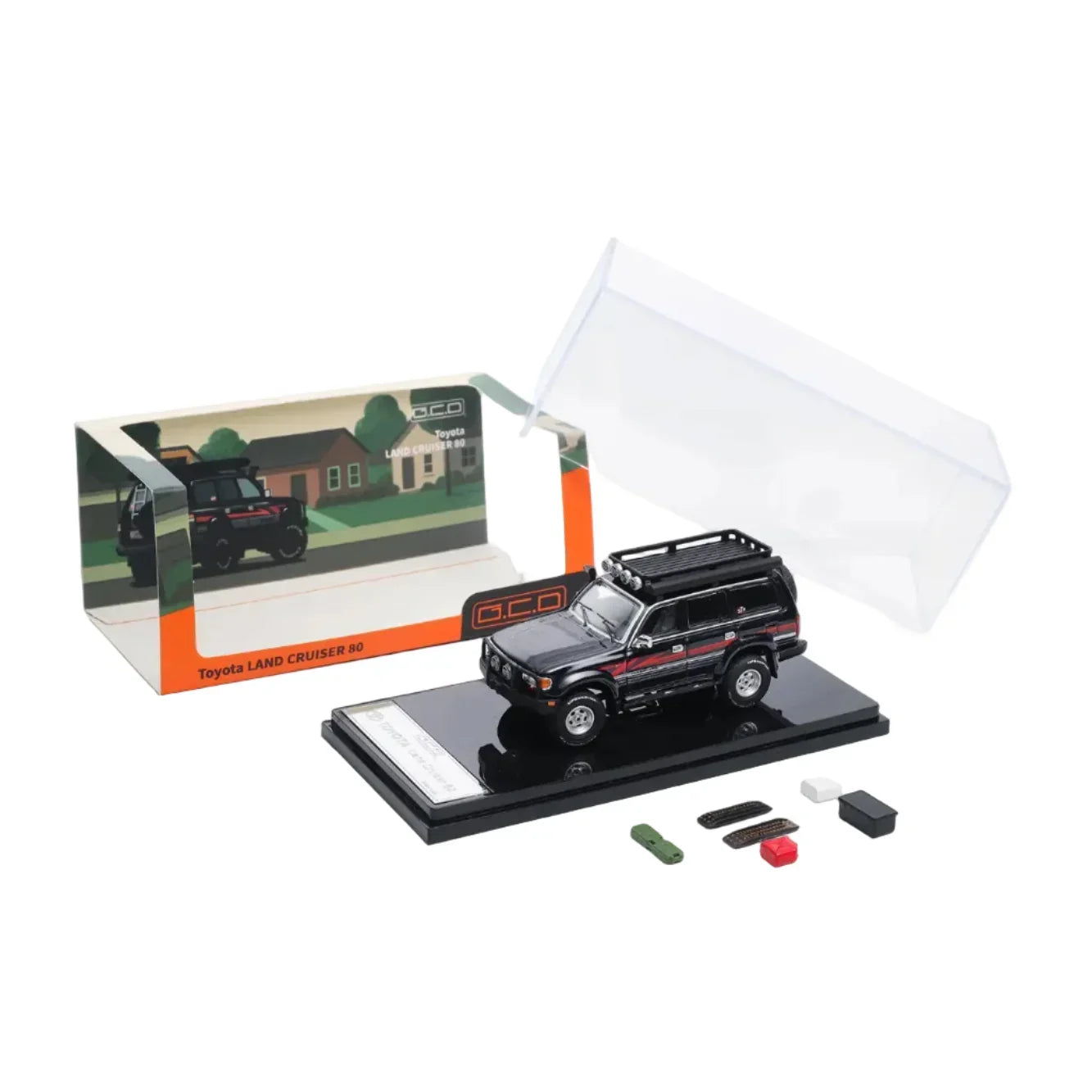 Premium scale diecast model car – Toyota No.613 Land Cruiser 80, 1:64 Scale (Black) Collectible