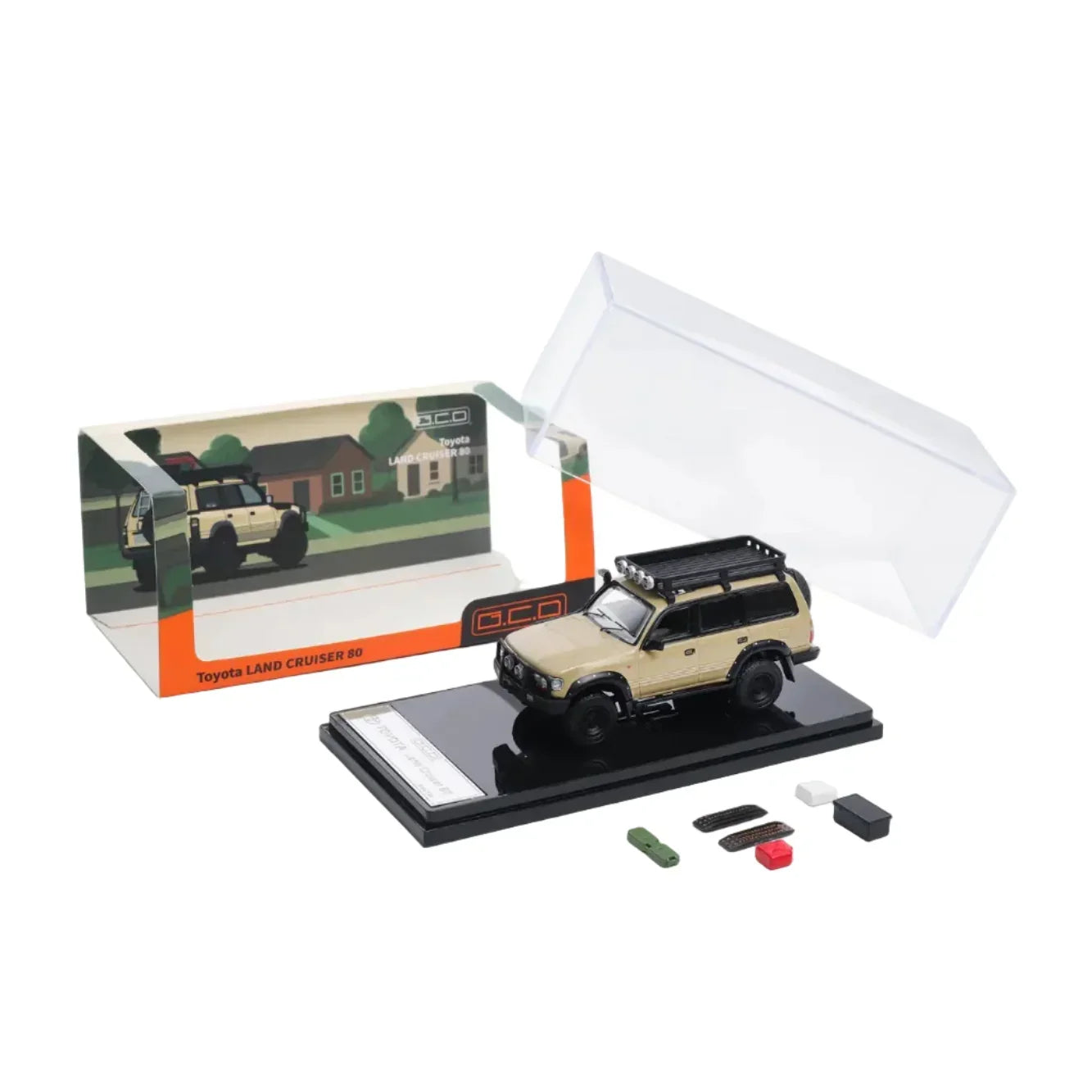 Premium scale diecast model car – Toyota No.631 Land Cruiser 80, 1:64 Scale (Beige) Collectible