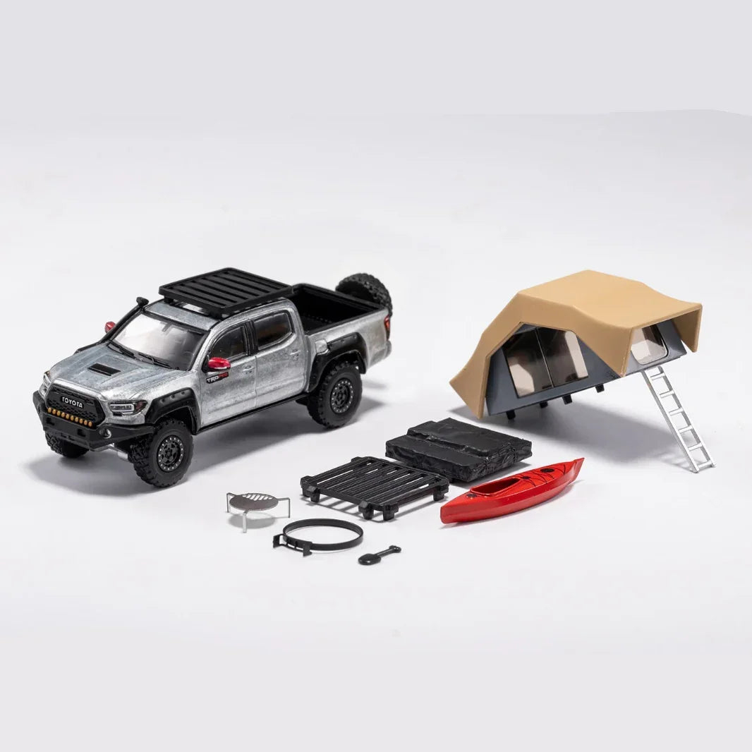 Premium scale diecast model car – Toyota Tacoma No.169 TRD PRO, 1:64 Scale (Silver) Collectible