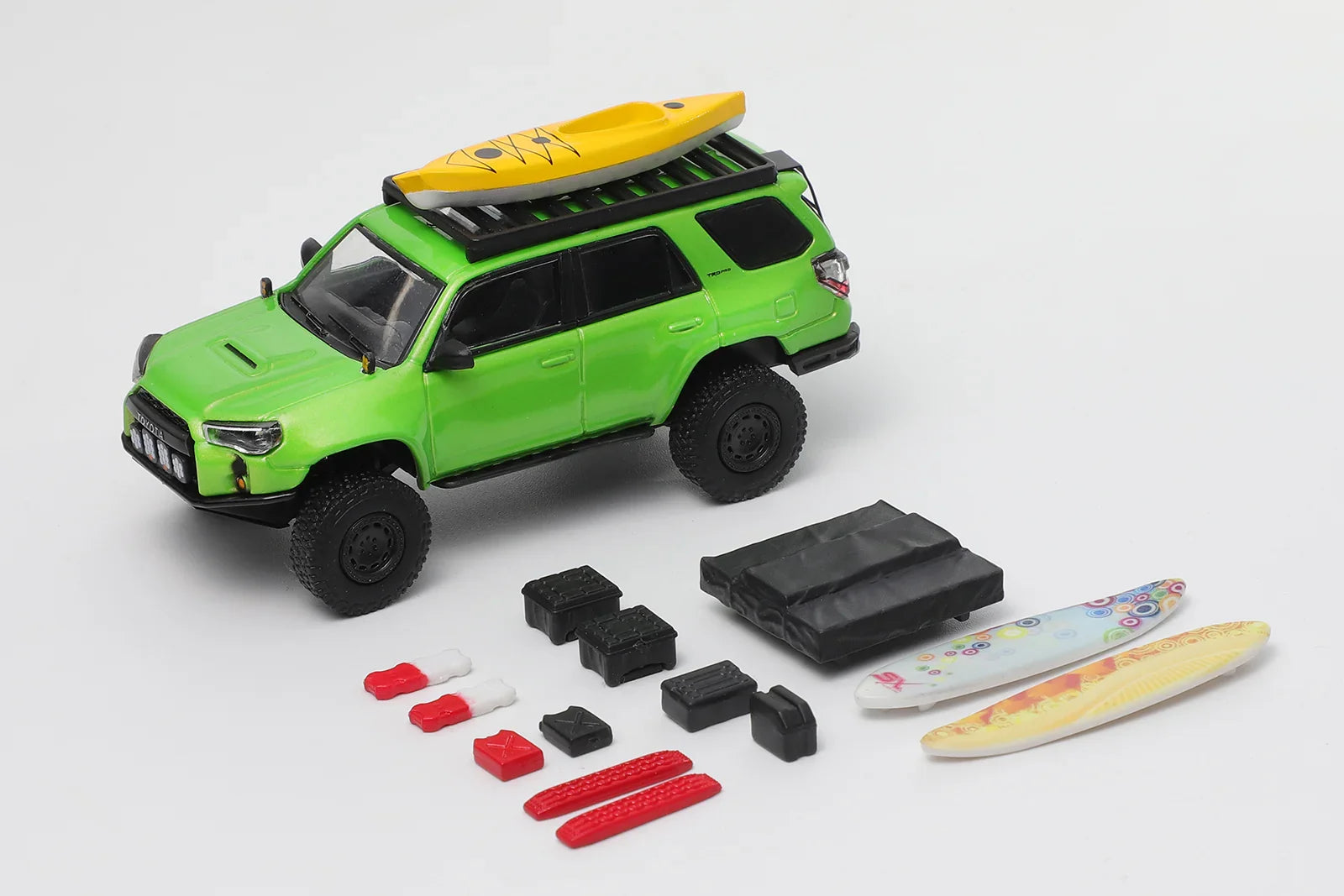 Premium scale diecast model car – Toyota 4Runner Heavy Modified Version With Accessories, 1:64 Scale (Green) Collectible