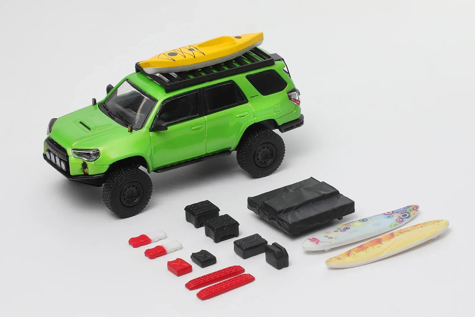 Premium scale diecast model car – Toyota 4Runner Heavy Modified Version With Accessories, 1:64 Scale (Green) Collectible
