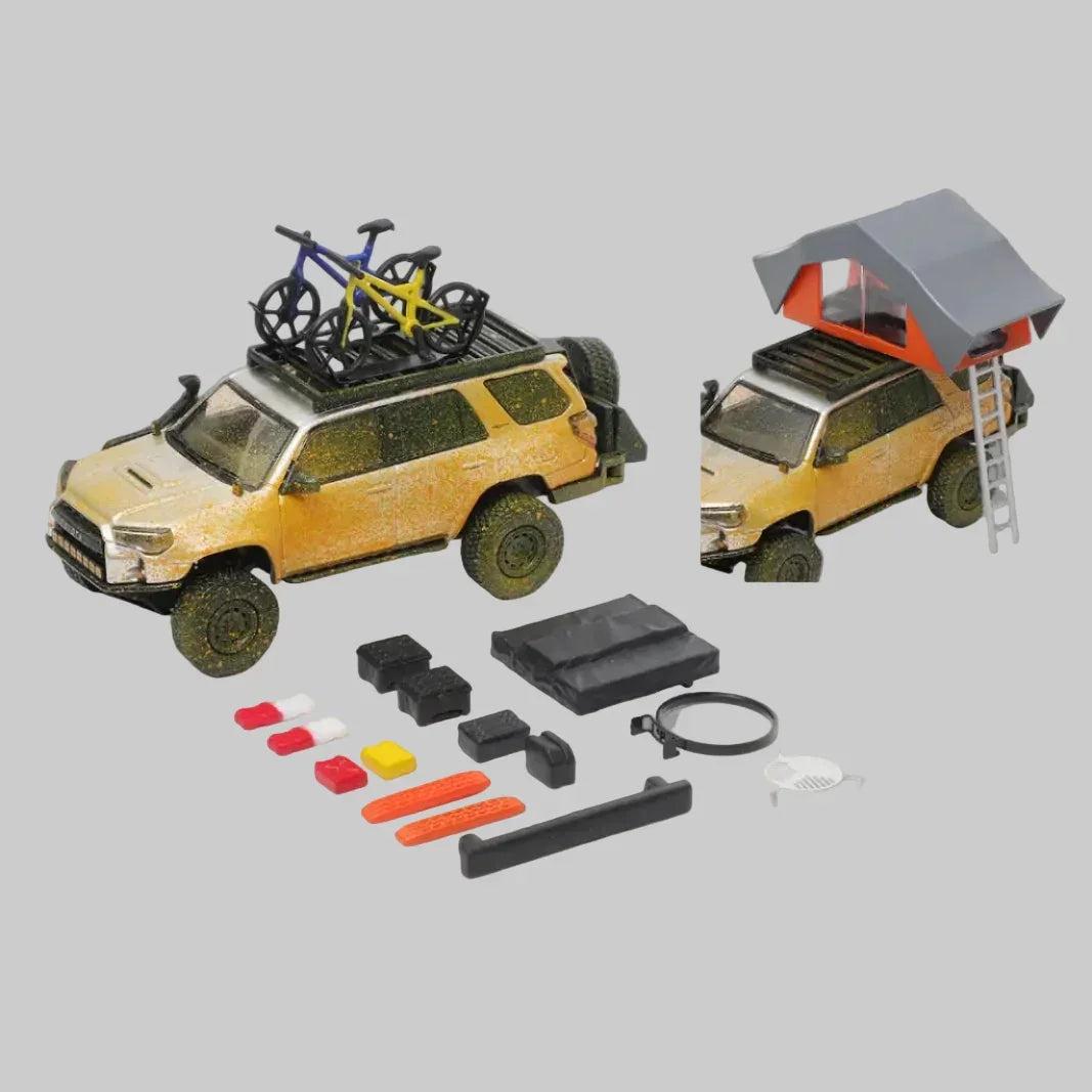 Premium scale diecast model car – Toyota 4Runner Pre-Runner with accessories, 1:64 Scale (Silver) Collectible