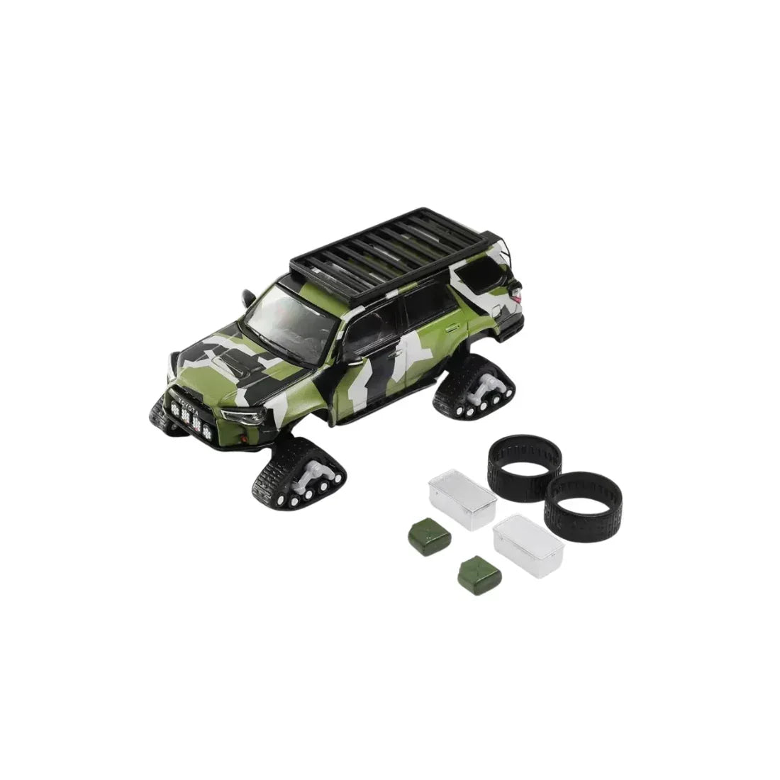 Premium scale diecast model car – *PRE-ORDER* Toyota 4Runner Pre-Runner Snow Edition Modified Split with Accessories (Camouflage) Collectible