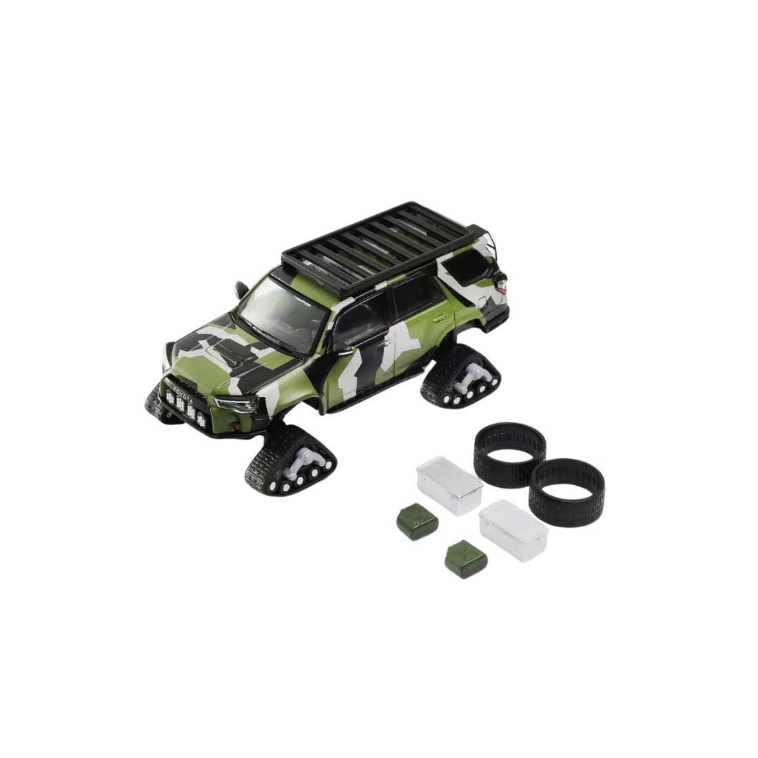 Premium scale diecast model car – *PRE-ORDER* Toyota 4Runner Pre-Runner Snow Edition Modified Split with Accessories (Camouflage) Collectible