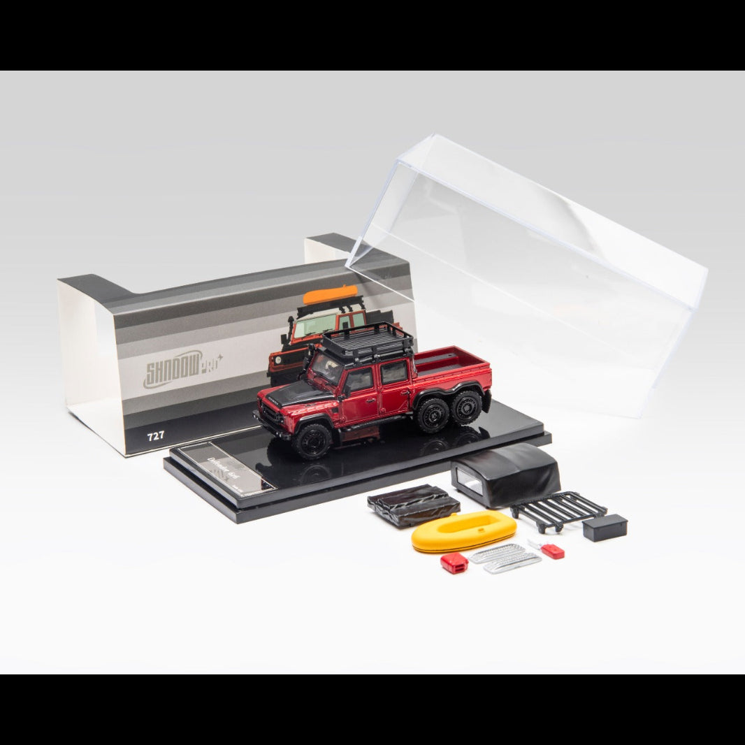 *PRE-ORDER* Land Rover Defender 6x6 (Modified Version) with Accessories, 1:64 Scale (Red)