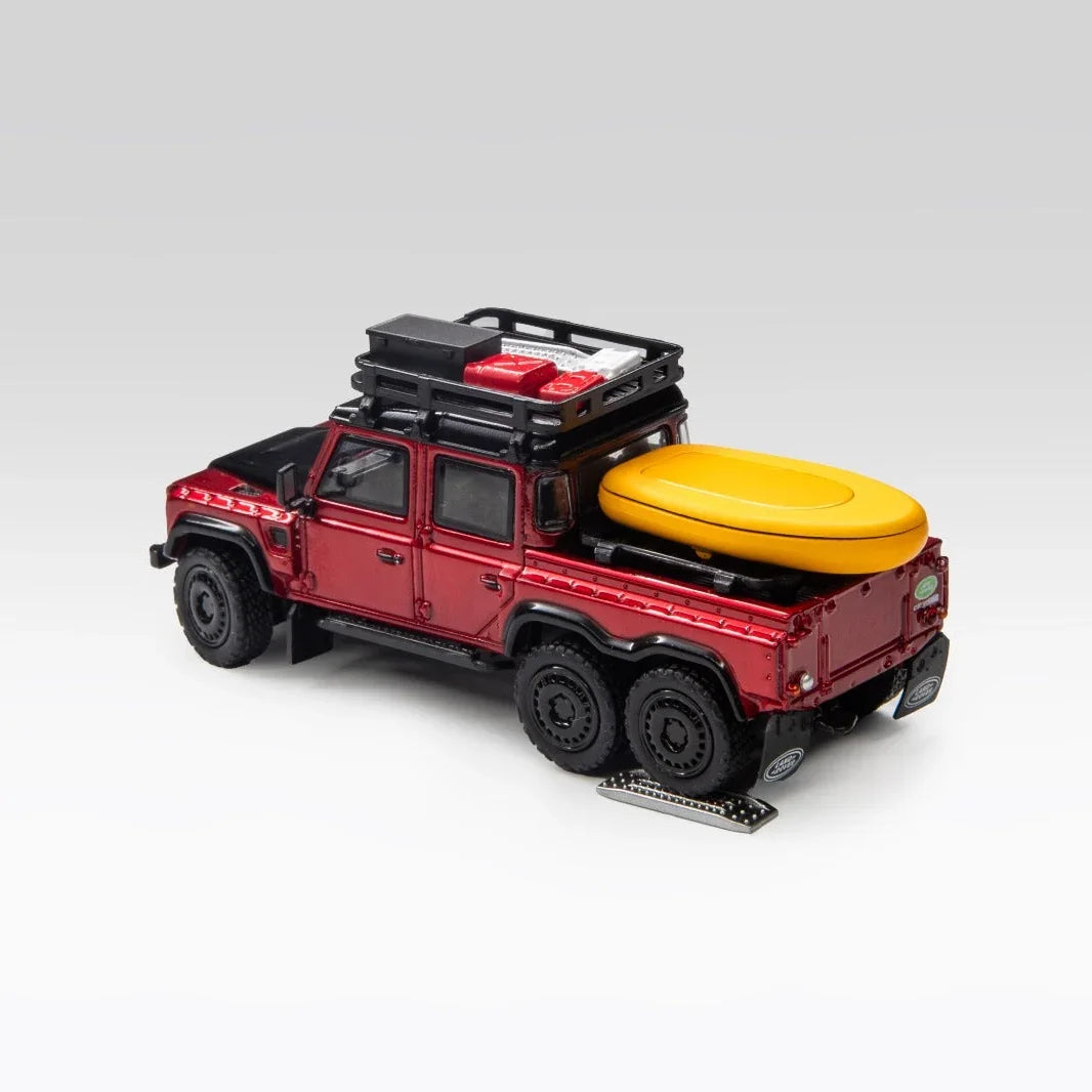 Premium scale diecast model car – *PRE-ORDER* Land Rover Defender 6x6 (Modified Version) with Accessories, 1:64 Scale (Red) Collectible