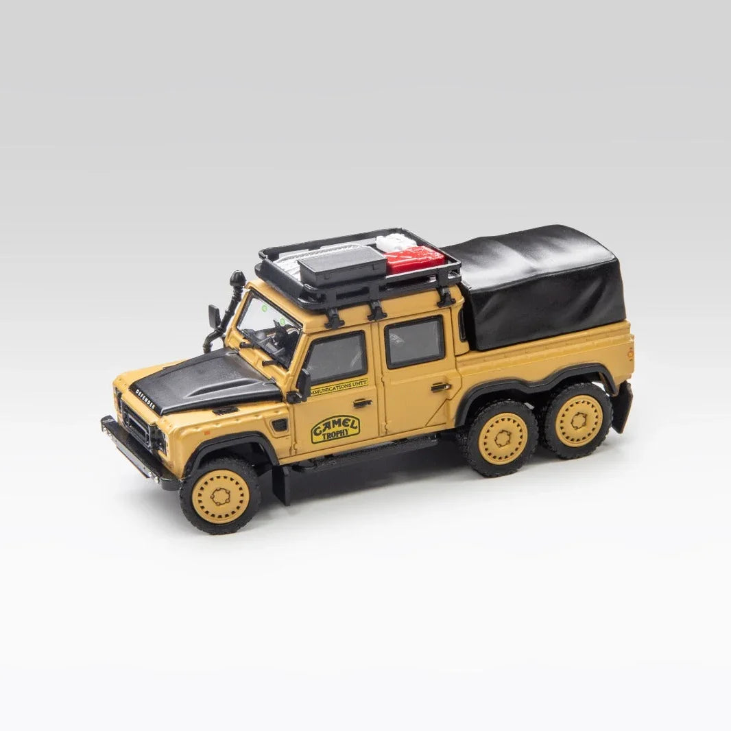 Premium scale diecast model car – *PRE-ORDER* Land Rover Defender 6x6 (Modified Version) with Accessories (Yellow) Collectible