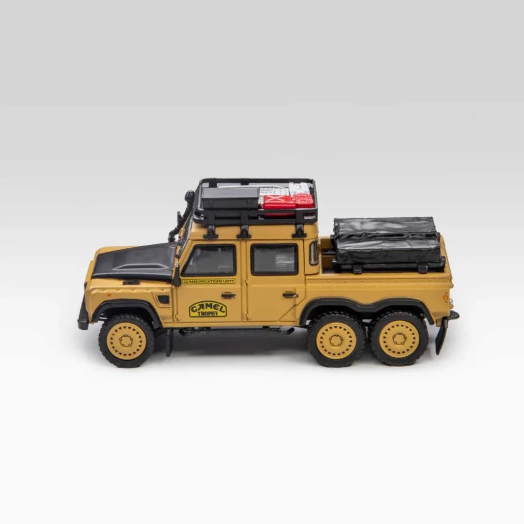 Premium scale diecast model car – *PRE-ORDER* Land Rover Defender 6x6 (Modified Version) with Accessories (Yellow) Collectible