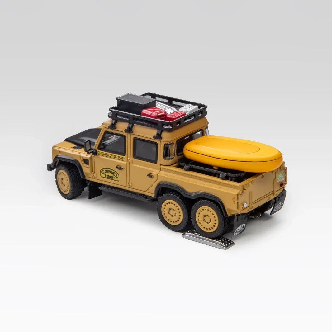 Premium scale diecast model car – *PRE-ORDER* Land Rover Defender 6x6 (Modified Version) with Accessories (Yellow) Collectible