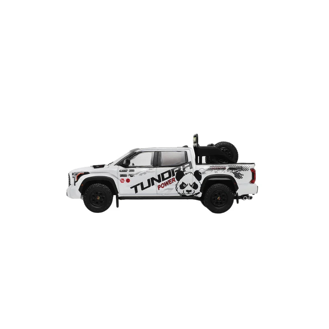 Premium scale diecast model car – *PRE-ORDER* Toyota Tundra TRD Pro Panda Livery LHD with Accessories, 1:64 Scale (White) Collectible