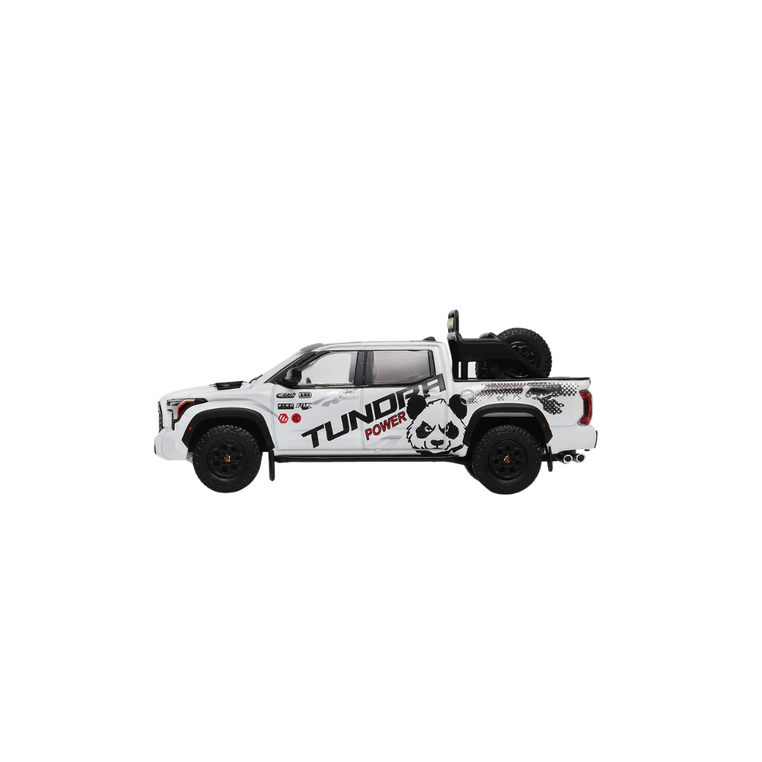 Premium scale diecast model car – *PRE-ORDER* Toyota Tundra TRD Pro Panda Livery LHD with Accessories, 1:64 Scale (White) Collectible