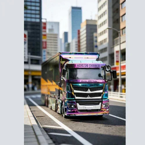 Premium scale diecast model car – *HEC 2026* Liberty Walk Athlete Tone Mitsubishi Fuso Super Great, 1:64 Scale (Multicolor) Collectible