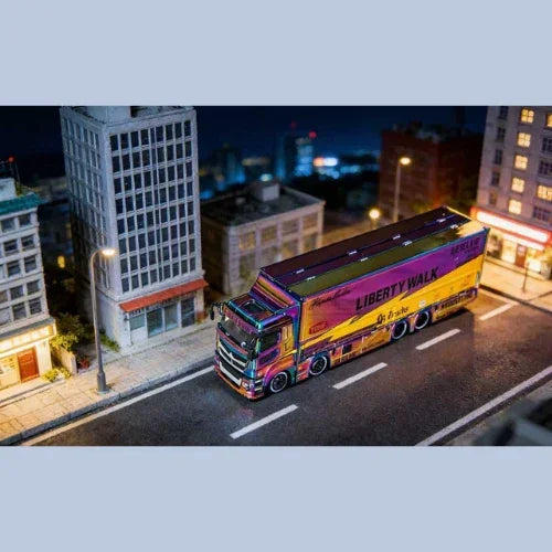 Premium scale diecast model car – *HEC 2026* Liberty Walk Athlete Tone Mitsubishi Fuso Super Great, 1:64 Scale (Multicolor) Collectible