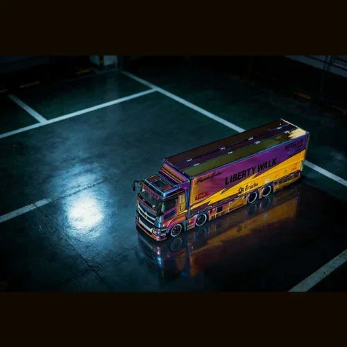 Premium scale diecast model car – *HEC 2026* Liberty Walk Athlete Tone Mitsubishi Fuso Super Great, 1:64 Scale (Multicolor) Collectible
