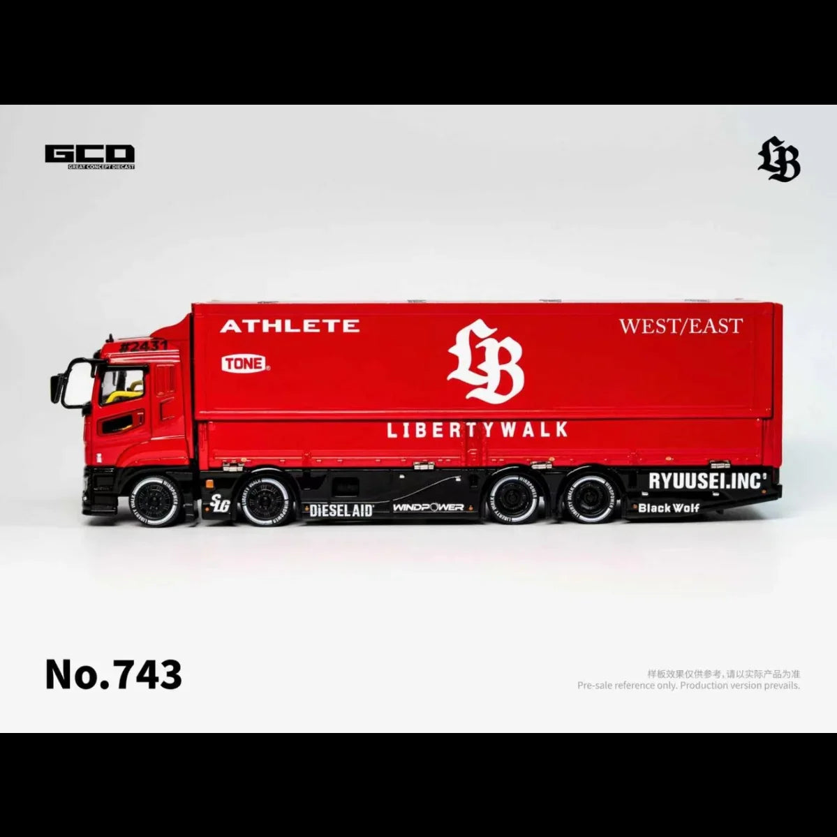 Premium scale diecast model car – *PRE-ORDER* LBWK TRUCKS Mitsubishi Fuso Super Great - Super Silhouette, 1:64 Scale (Red & Black) Collectible