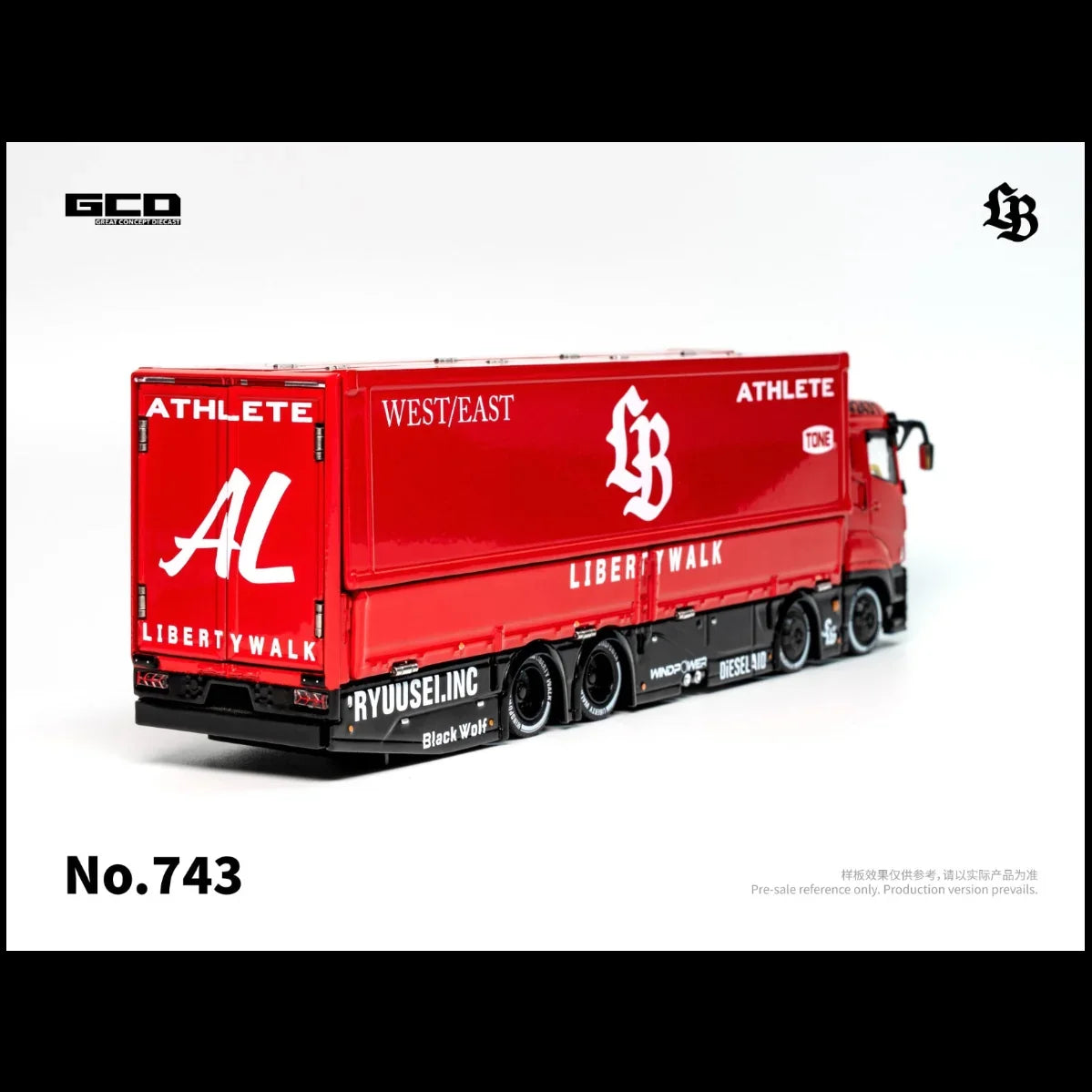 Premium scale diecast model car – *PRE-ORDER* LBWK TRUCKS Mitsubishi Fuso Super Great - Super Silhouette, 1:64 Scale (Red & Black) Collectible