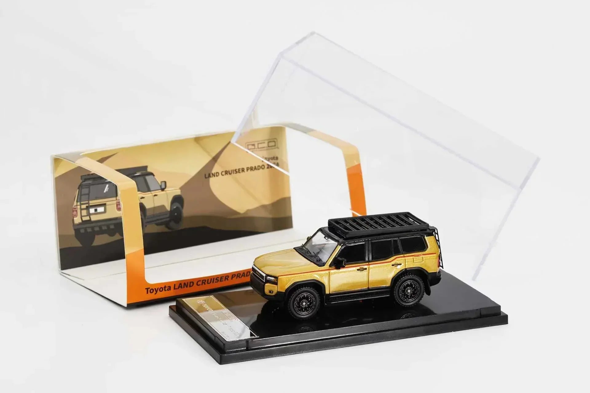 Premium scale diecast model car – Toyota No.580 Land Cruiser Prado, 1:64 Scale (Beige) Collectible