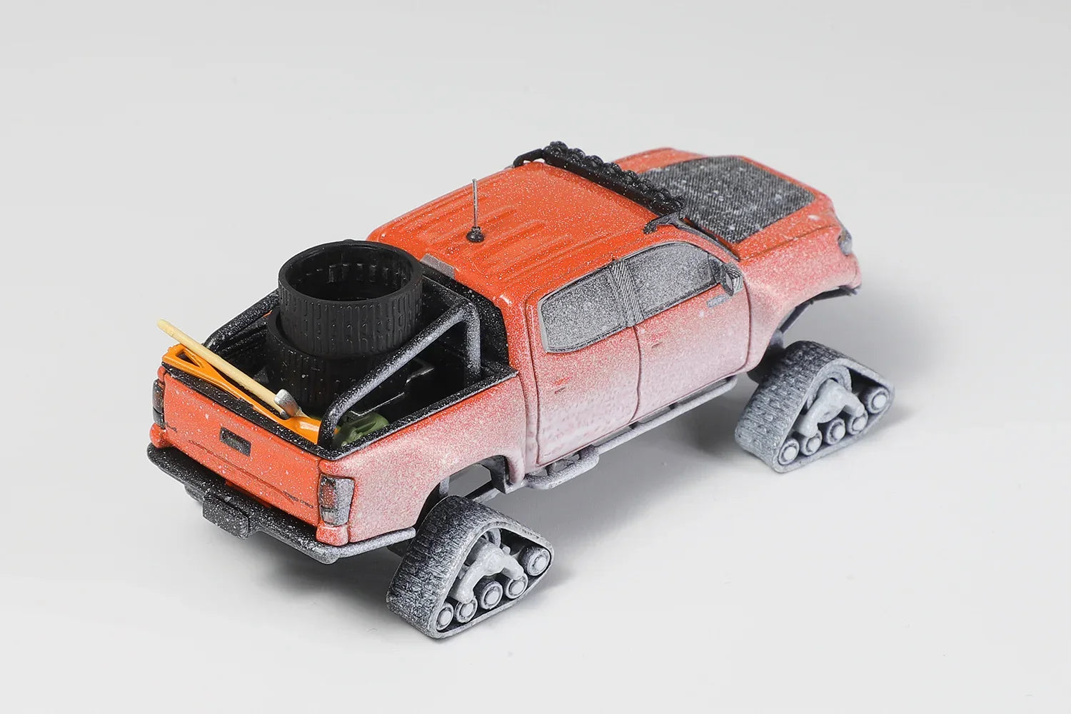 Premium scale diecast model car – Toyota Tacoma LHD Snowflake AND Accessories, 1:64 Scale (Orange) Collectible