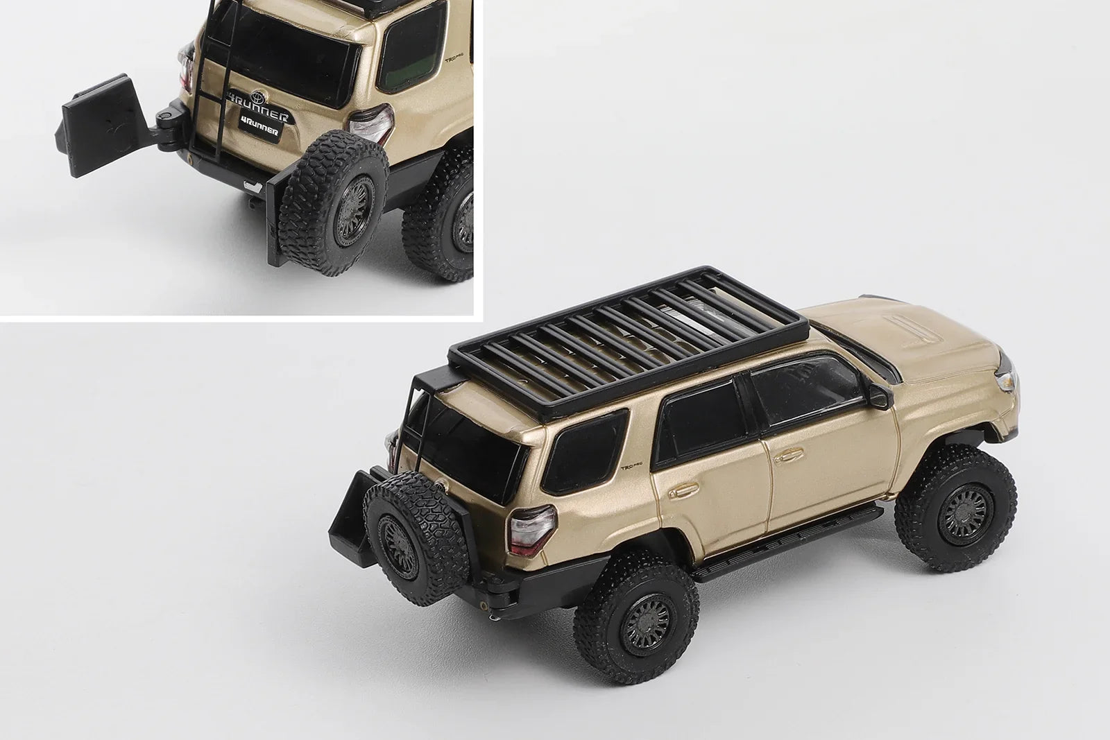 Premium scale diecast model car – Toyota 4Runner Lightly Modified Version With 18pcs Accessories, 1:64 Scale (Silk & Nocturne Black) Collectible