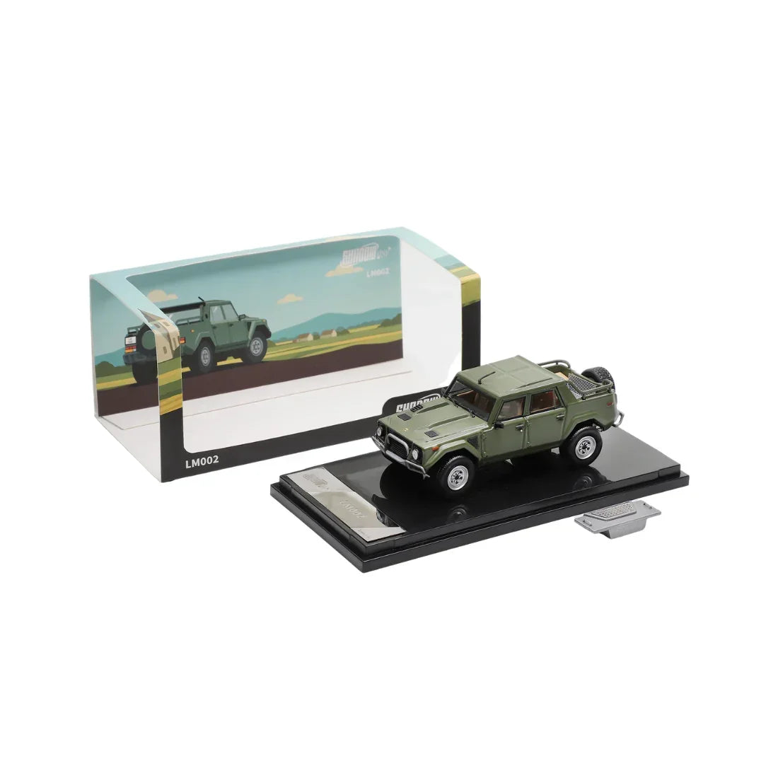 Premium scale diecast model car – *PRE-ORDER* Lamborghini LM002, 1:64 Scale (Military Green) Collectible
