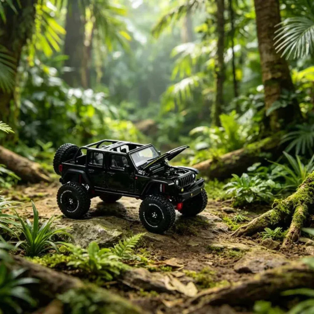 Premium scale diecast model car – Jeep Wrangler - LHD 2024,1.64 Scale (Black) Collectible